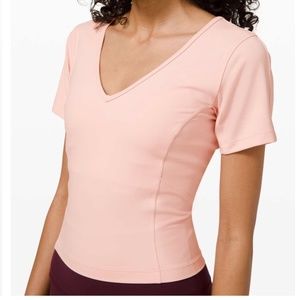Lululemon Nulu Cropped Slim Yoga Short Sleeve - Pink Mist